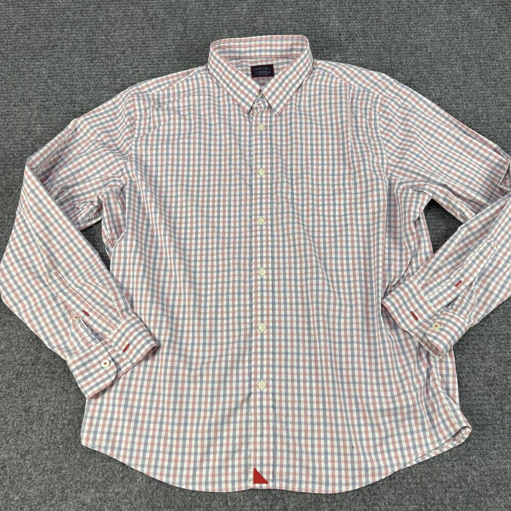 Untuckit Shirt Mens 2XL Red Blue Checkered Button Down Long Sleeve Performance